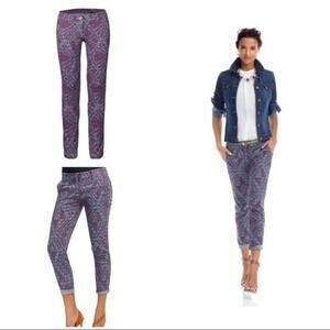 CAbi Palm Beach Gray Floral Cropped Pants Sz 8 #806